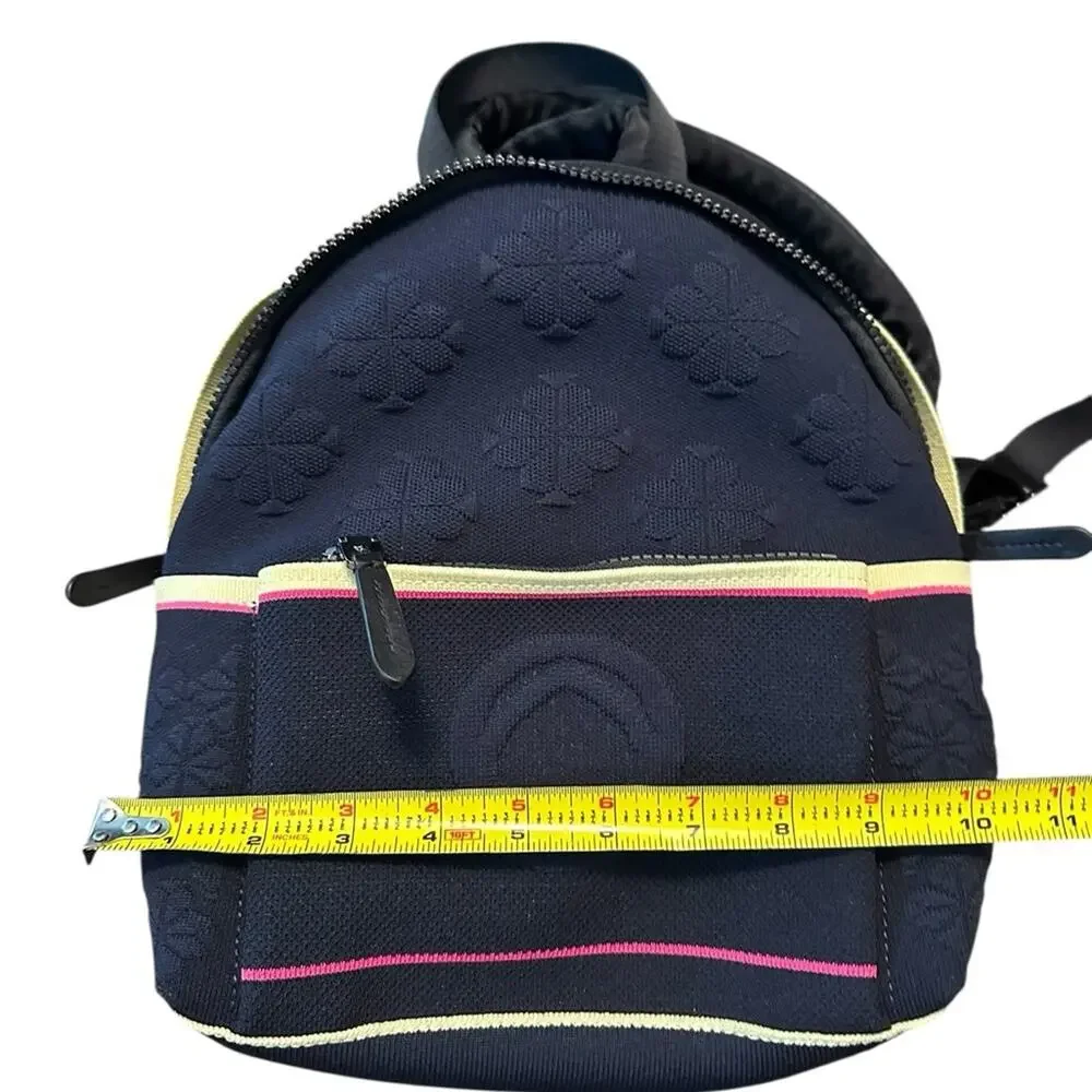 Kate Spade Sport Knit City Navy Backpack with Pink and Yellow Accents EUC